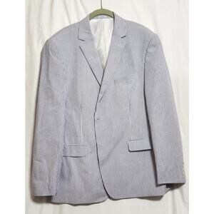 Saddlebred Sport Coat Jacket Blazer Mens 44R Blue Striped Seersucker Preppy EUC